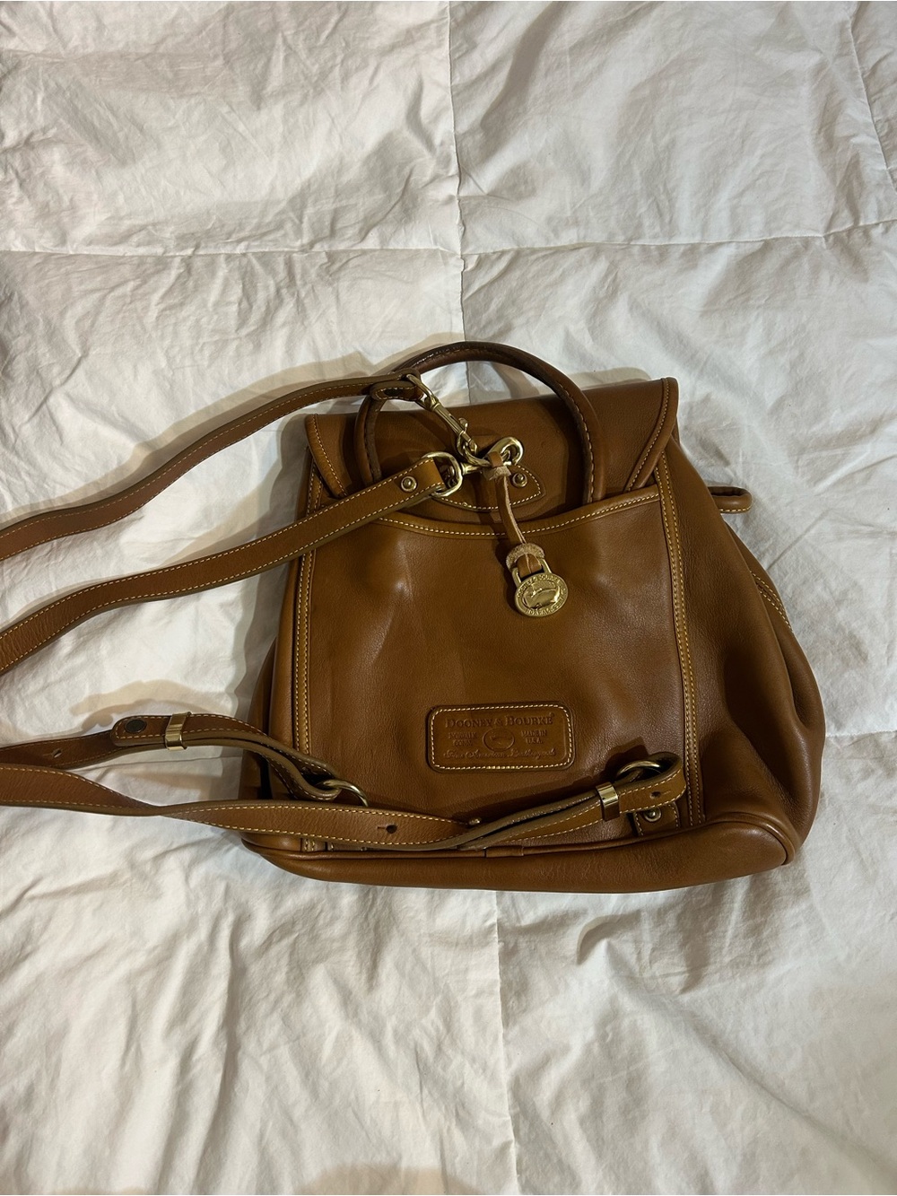 Dooney and Burke Classic Leather Tassel Mini Backpack - Brown - Picture 3 of 6